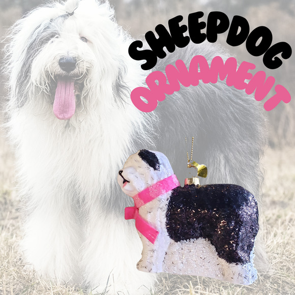 Cody Foster Sheepdog Pet Ornament Pink Bow - Picture 1 of 2